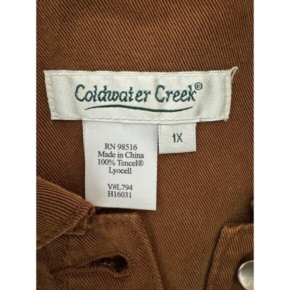 Coldwater Creek Brown Shirt Jacket Shacket Size 1X Plus Western Country Cowgirl - Picture 4 of 5